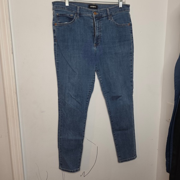 Express Denim - Express Skinny Mid Rise Jeans Womens 12R Medium Wash Blue Denim Pants